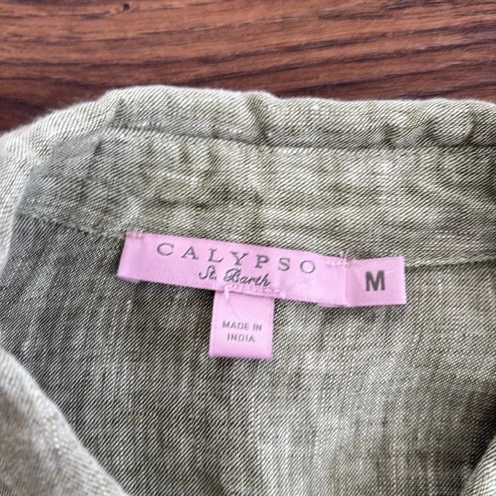 Calypso St. Barth Green Casual Button Down Shirt Relaxed Fit - Picture 2 of 9